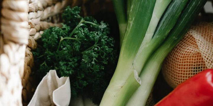 Wicker basket with ripe assorted vegetables