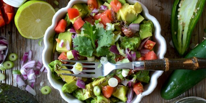 vegetable salad on bowl flat lay photography